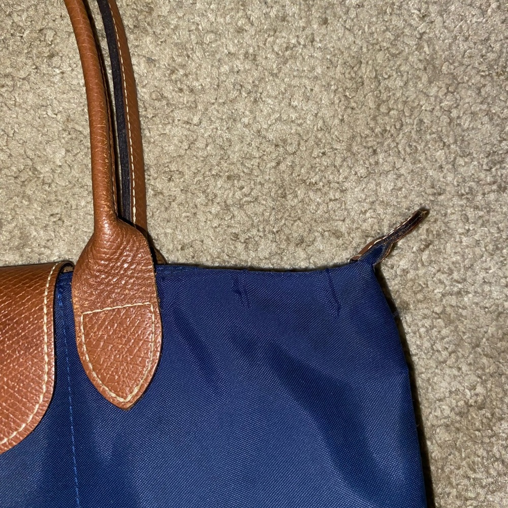 Longchamp Navy and Brown Le Pliage Tote size small - Picture 3 of 10